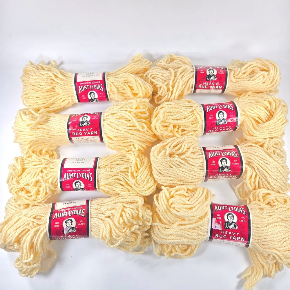 Vintage 8 Skeins Aunt Lydia's Heavy Rug Yarn 23 Cream American Thread 70 Yds ea
